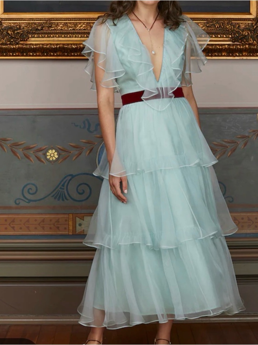 MAGGRAW Chandelier dress. NWT Mint with red velvet size 8 USA Aus 12